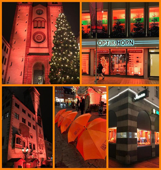 Würzburg leuchtet orange gegen Gewalt an Frauen 2020. 
